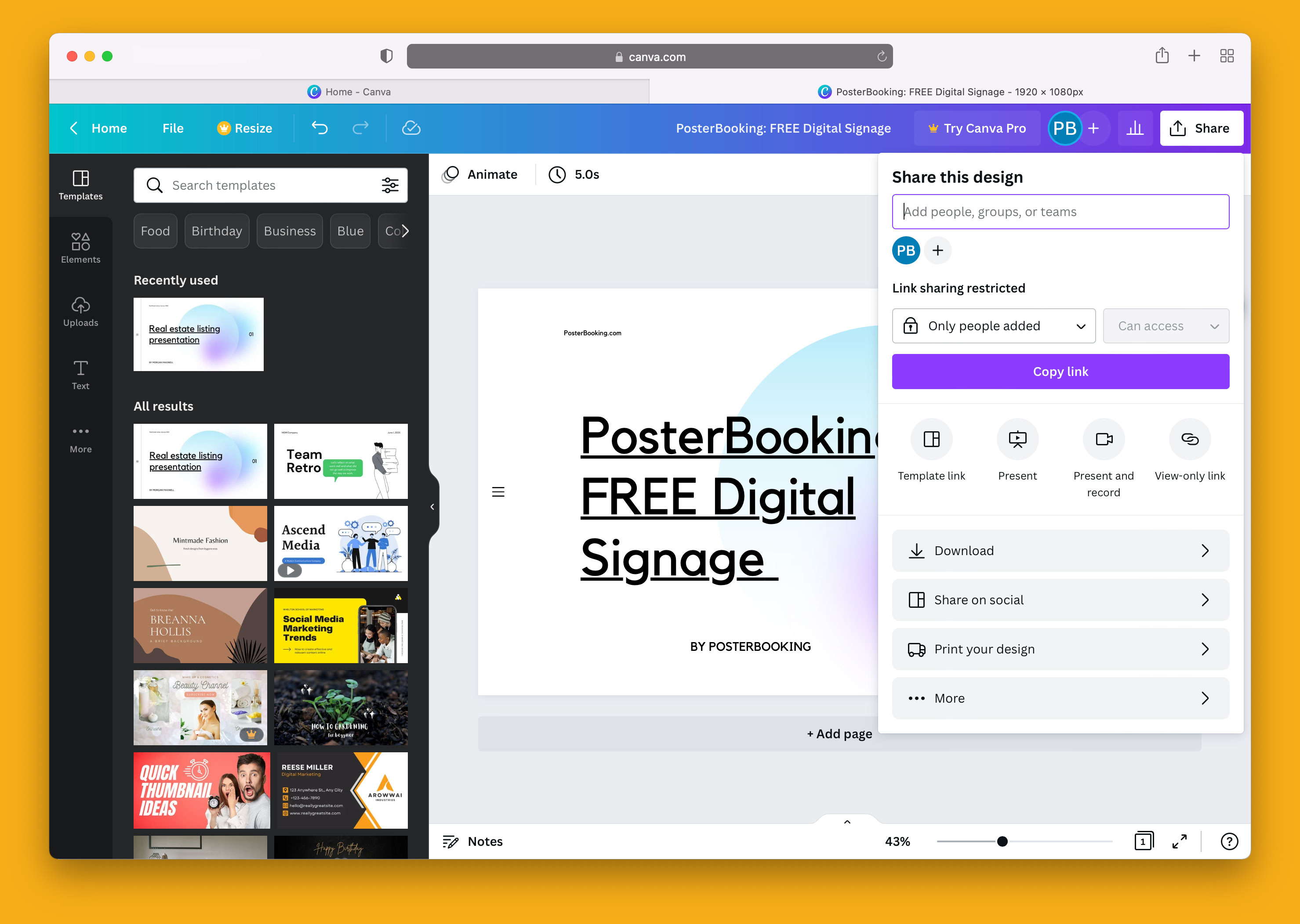 Digital signage with canva