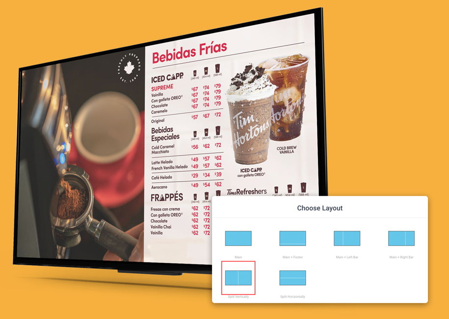 New Channels feature for making layouts on digital signage screens using PosterBooking - Free Android Signage App