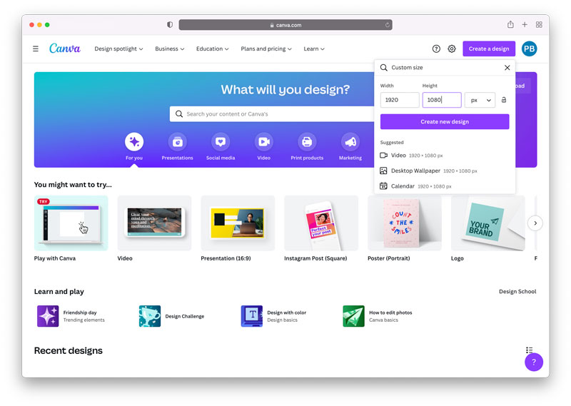 How to create free digital signage content using Canva and PosterBooking: Content Dimensions