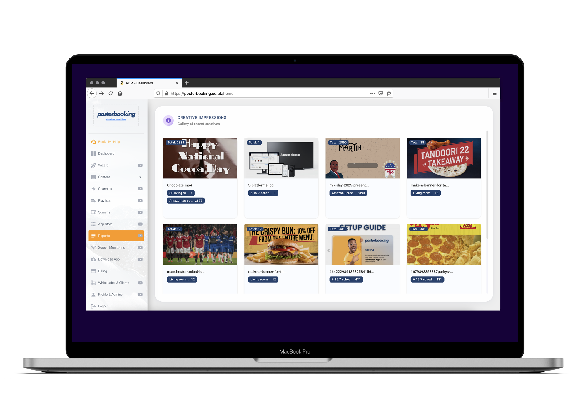 Free Digital Signage Sofware Content Dashboard