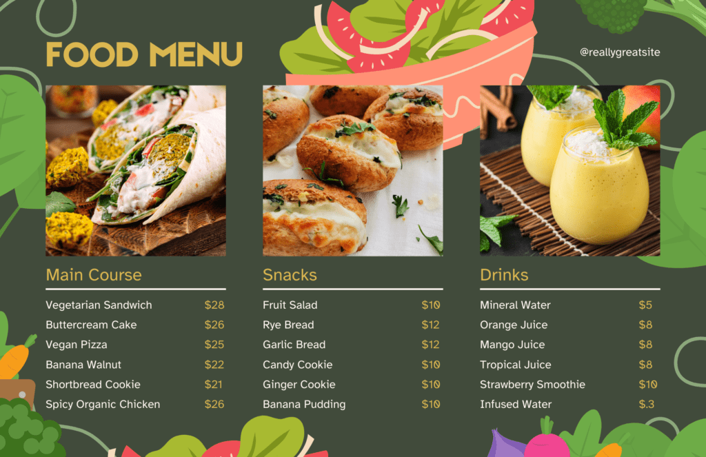 Green and White Playful Food Landscape Menu