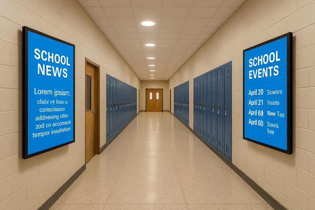 digital signage school hallway