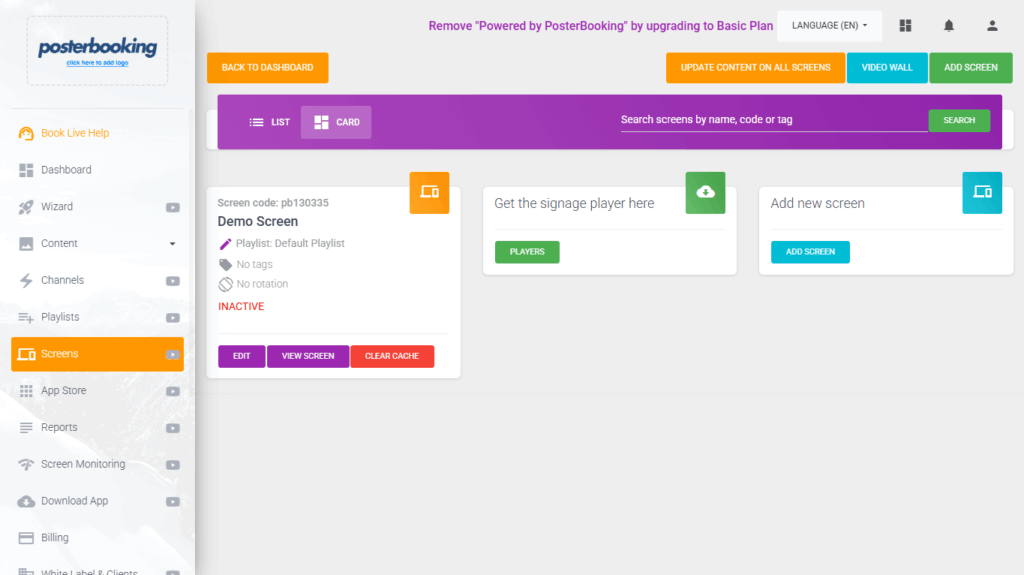 Posterbooking add screens