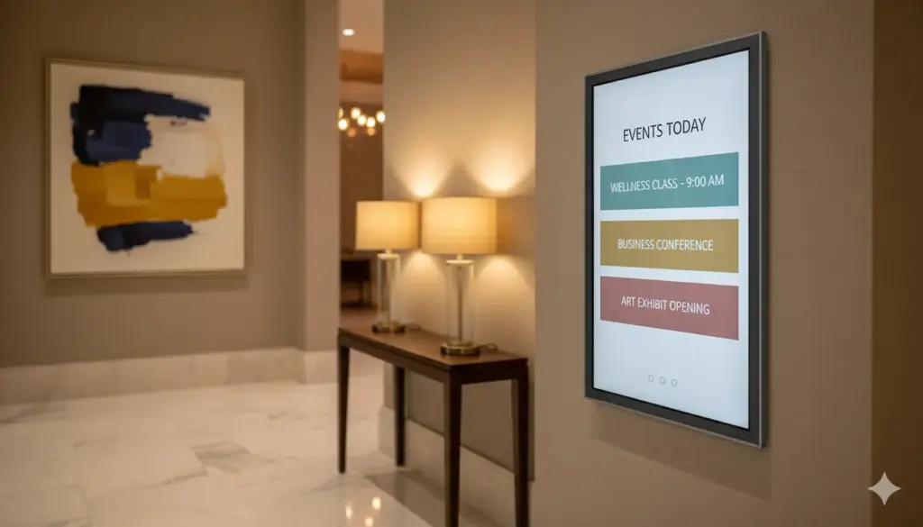 Digital signage in hotels close shot