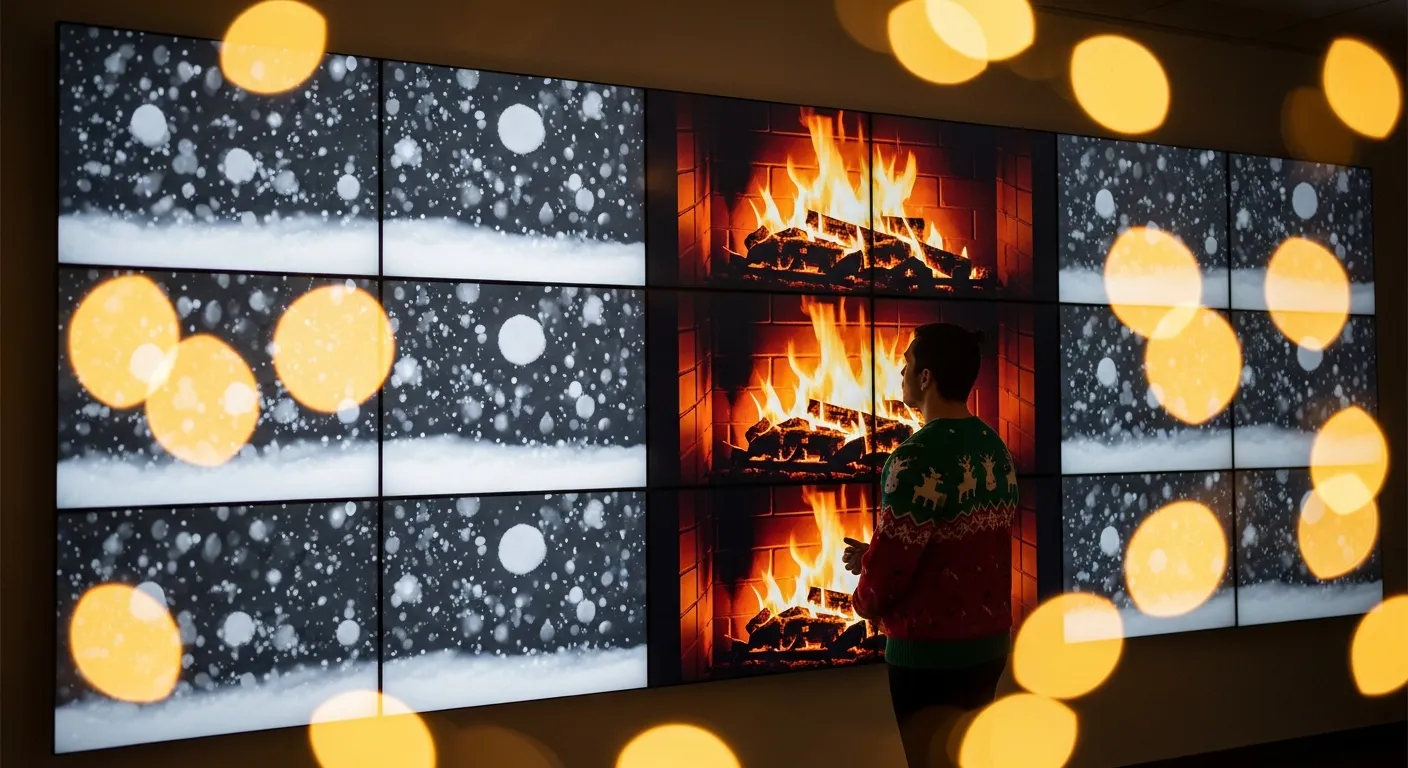 Multiple tv for holiday signage wall