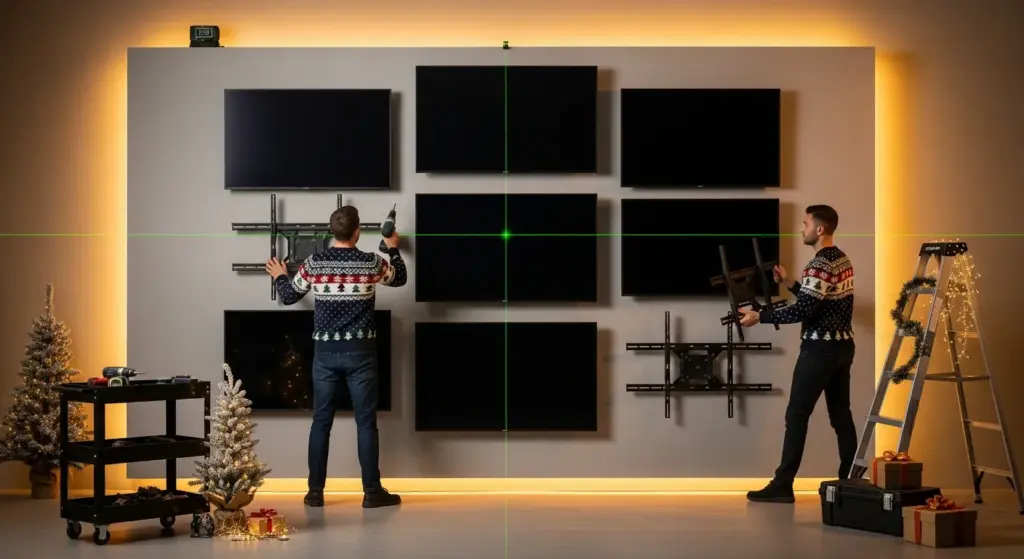 Setting up holiday video wall