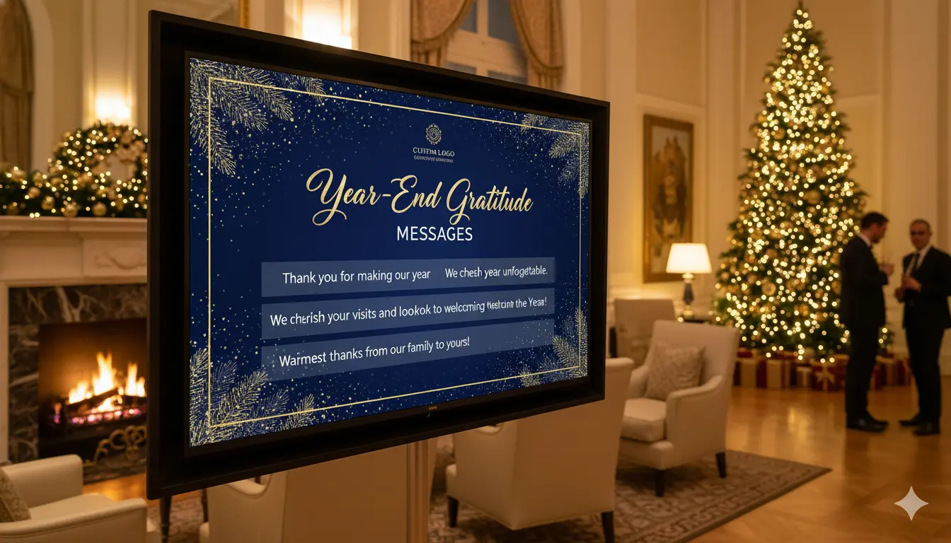 year end wishes signage on digital signage