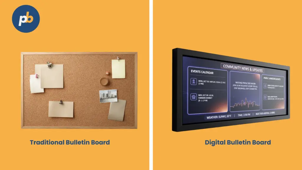 Tradional vs digital bulletin board