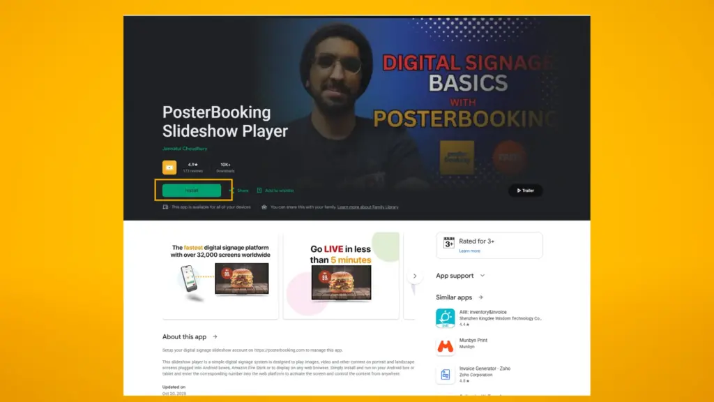 PosterBooking digital signage